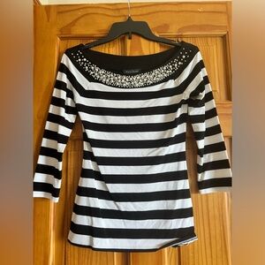 White House Black Market Boat Neck Embellished Top XXS